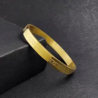 High Polished Stainless Steel Designer Gold Plated Kada for Unisex-thumb1