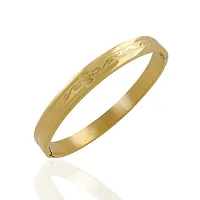 High Polished Stainless Steel Designer Gold Plated Kada for Unisex-thumb2