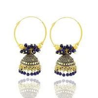 Shimmering Blue Alloy Jhumkas For Women And Girls-thumb2