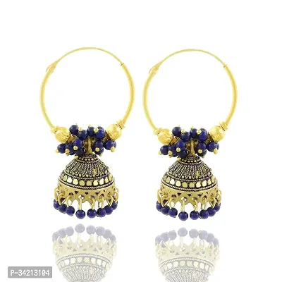 Shimmering Blue Alloy Jhumkas For Women And Girls-thumb3