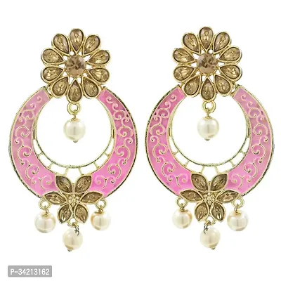 Shimmering Pink Alloy Chandbalis For Women And Girls-thumb5