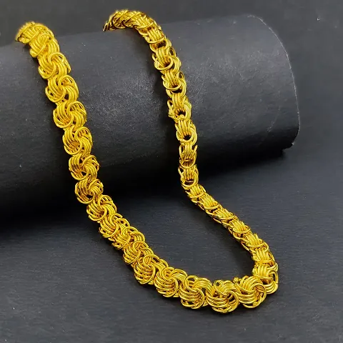 plated Chain For Boys / Man Gold-plated Plated Stainless Steel, Alloy Chain Gold-plated Plated Alloy Chain (20 Inch)Water And Sweat Proof Jawellery With Free Gift.