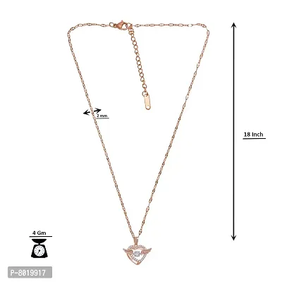 Stylish Fancy Angel Wing American Diamond Locket Necklace And Rose Gold Pendant With Chain-thumb2