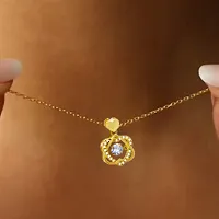 Stylish Fancy Elegant American Diamond Heart Shape Locket Necklace And Gold Pendant With Chain-thumb2