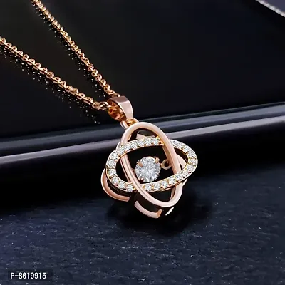 Stylish Fancy American Diamond Locket Necklace And Rose Gold Pendant With Chain-thumb0