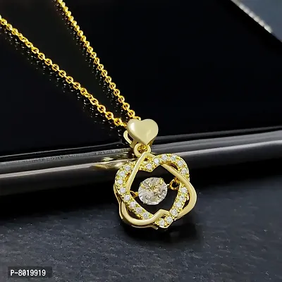 Stylish Fancy Elegant American Diamond Heart Shape Locket Necklace And Gold Pendant With Chain-thumb0