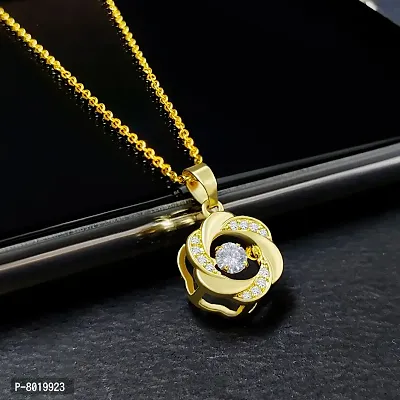 Stylish Fancy Elegant American Diamond Stone Locket Necklace And Gold Pendant With Chain