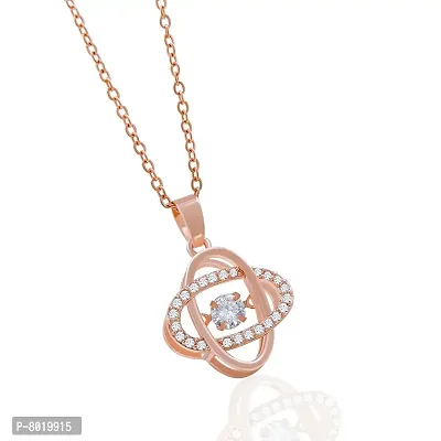Stylish Fancy American Diamond Locket Necklace And Rose Gold Pendant With Chain-thumb5
