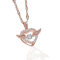 Stylish Fancy Angel Wing American Diamond Locket Necklace And Rose Gold Pendant With Chain-thumb4