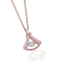 Stylish Fancy Elegant American Diamond Locket Necklace And Rose Gold Pendant-thumb4