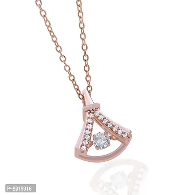 Stylish Fancy Elegant American Diamond Locket Necklace And Rose Gold Pendant-thumb5