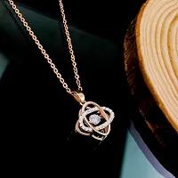Stylish Fancy American Diamond Locket Necklace And Rose Gold Pendant With Chain-thumb3