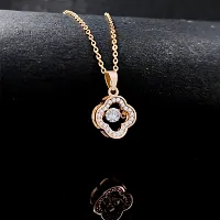 Stylish Fancy Ad Stone Locket Necklace And Rose Gold Pendant With Chain-thumb3
