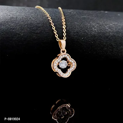 Stylish Fancy Ad Stone Locket Necklace And Rose Gold Pendant With Chain-thumb4