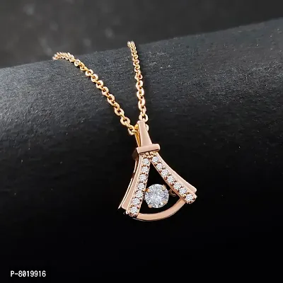 Stylish Fancy Elegant American Diamond Locket Necklace And Rose Gold Pendant-thumb0