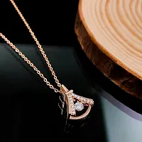 Stylish Fancy Elegant American Diamond Locket Necklace And Rose Gold Pendant-thumb3