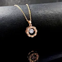Stylish Fancy Ad Flower Shape Locket Necklace And Rose Gold Pendant With Chain-thumb3