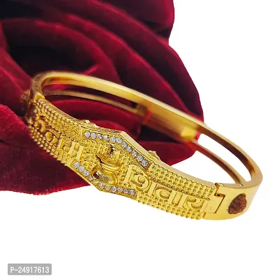 Classic Gold Plated American Diamond Shivling Kada For Men And Boys-thumb0