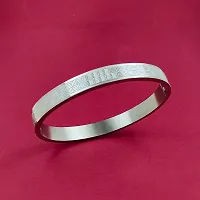 High Polished Stainless Steel Designer Silver Plated Kada for Unisex-thumb1