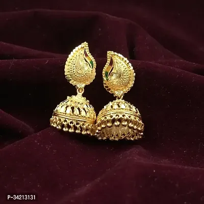 Shimmering Golden Alloy Jhumkas For Women And Girls-thumb5