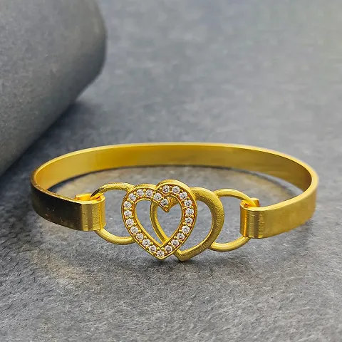 Heart Designed Gold Plated Brass Bracelets For Women