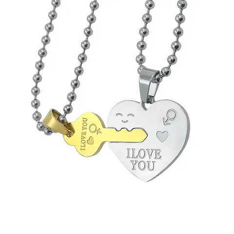 Valentine Special Stainless Steel Pendants With Chain