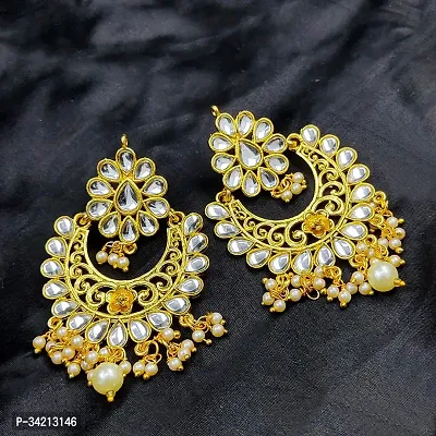 Shimmering Golden Alloy Chandbalis For Women And Girls-thumb0