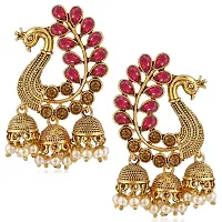 Shimmering Red Alloy Drop Earrings For Women And Girls-thumb2