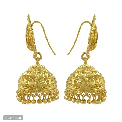 Shimmering Golden Alloy Jhumkas For Women And Girls-thumb2