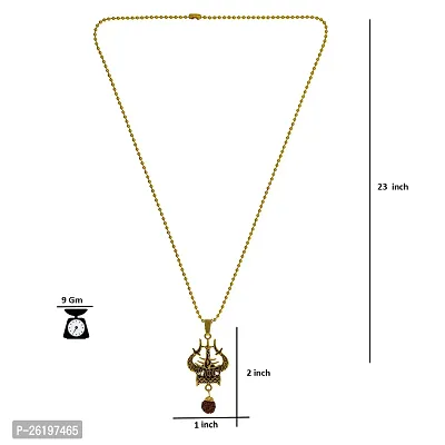 Stylish Gold Plated Damaru Trishul Locket With Chain For Men And Women-thumb3