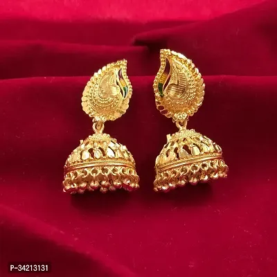 Shimmering Golden Alloy Jhumkas For Women And Girls-thumb0