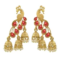 Shimmering Golden Alloy Drop Earrings For Women And Girls-thumb4