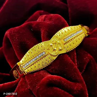 Classic Gold Plated American Diamond Om Kada For Men And Boys