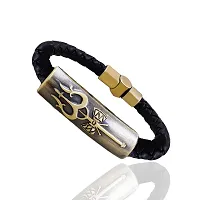 Alluring Black Leather Beads Bracelet For Men-thumb1