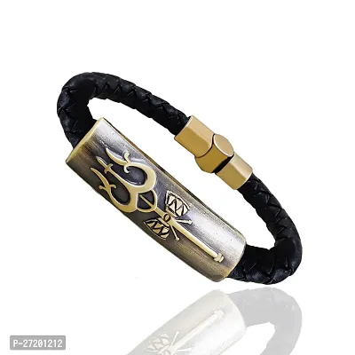 Alluring Black Leather Beads Bracelet For Men-thumb2