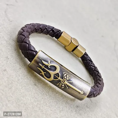 Alluring Brown Leather Beads Bracelet For Men