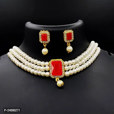 Stylish Fancy Designer Brass Jewellery Set For Women-thumb2