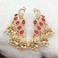 Shimmering Golden Alloy Drop Earrings For Women And Girls-thumb1