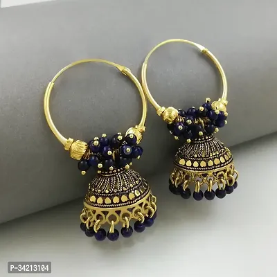 Shimmering Blue Alloy Jhumkas For Women And Girls-thumb0