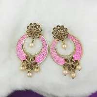 Shimmering Pink Alloy Chandbalis For Women And Girls-thumb3