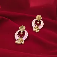 Shimmering Pink Alloy Chandbalis For Women And Girls-thumb2