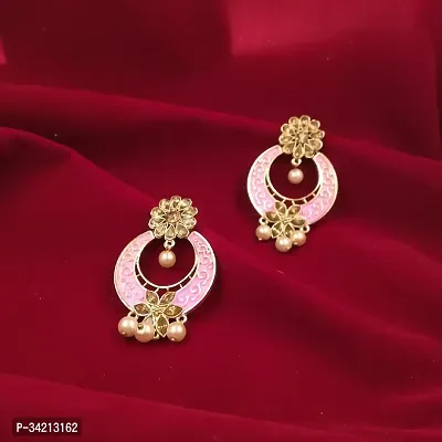 Shimmering Pink Alloy Chandbalis For Women And Girls-thumb3