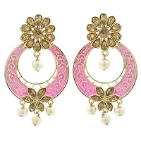 Shimmering Pink Alloy Chandbalis For Women And Girls-thumb1