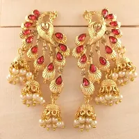 Shimmering Pink Alloy Drop Earrings For Women And Girls-thumb2