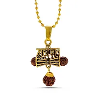 Stylish Gold Plated Mahakal Damru Letter Locket With Chain For Men And Women-thumb1