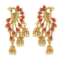 Shimmering Pink Alloy Drop Earrings For Women And Girls-thumb1