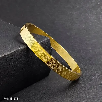 High Polished Stainless Steel Designer Gold Plated Kada for Unisex