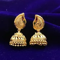 Shimmering Golden Alloy Jhumkas For Women And Girls-thumb3