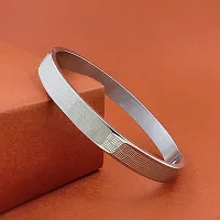 High Polished Stainless Steel Designer Silver Plated Kada for Unisex-thumb2