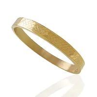 High Polished Stainless Steel Designer Gold Plated Kada for Unisex-thumb2